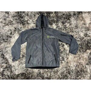 Monster Energy Men's Gray Windbreaker Jacket Size S Full-Zip Casual